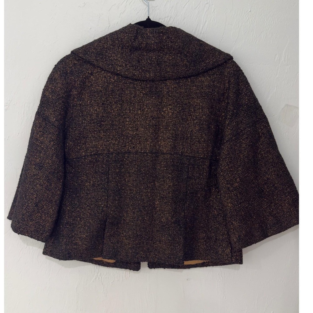 Anthropologie -Beth Bowley Vintage Bronze Metallic Wool Jacket Portrait Collar 8 - Picture 4 of 9